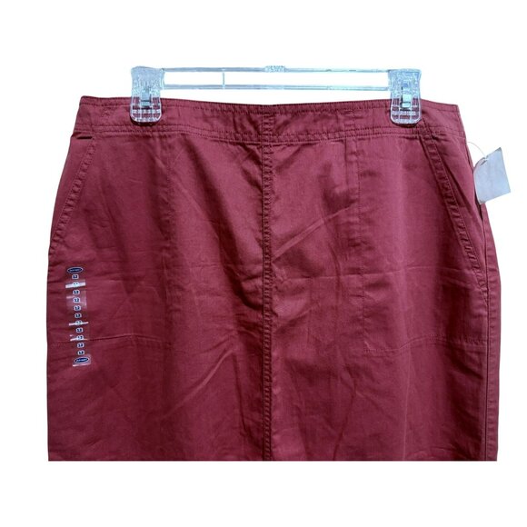 Old Navy Brick Red Cotton Maxi Skirt S 12 Side & Back Pockets, Zipper & 15" Slit - Picture 2 of 5